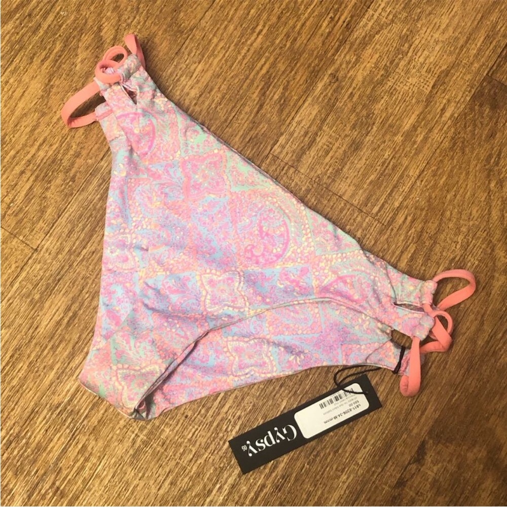 NWT Gypsy 05 Bikini Bottom Strappy TieDye Bikini Bottom Maurya Neon Multi Medium
